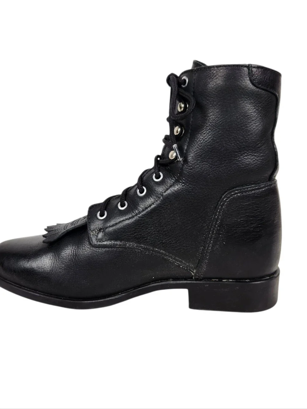 Ariat Heritage Lacer Black Leather Kiltie Lace Up Weatern Boots Womens Size 6.5M